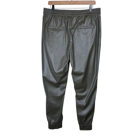 Dear John NWT Jacey Dark Olive Green Faux Vegan Leather Pull On Jogger Pants - Picture 4 of 9